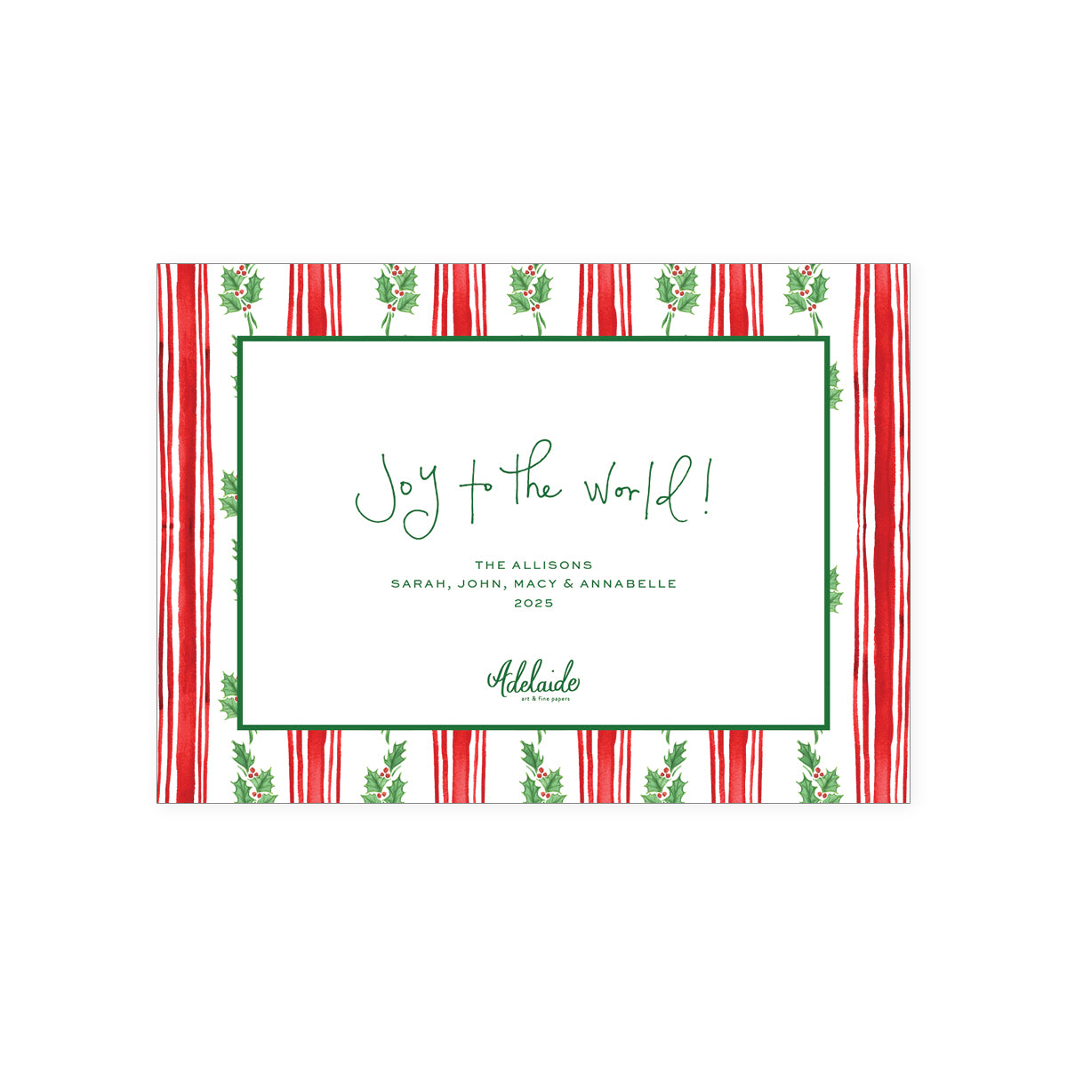 Holly Stripe Holiday Card