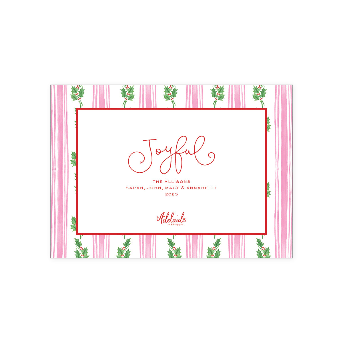 Holly Stripe Holiday Card