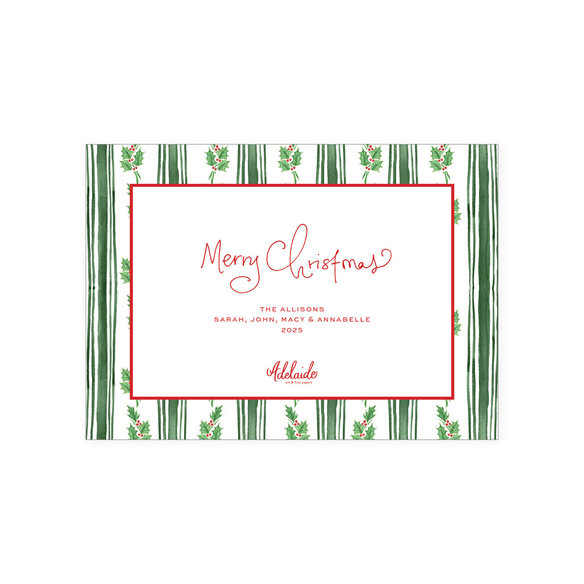 Holly Stripe Holiday Card
