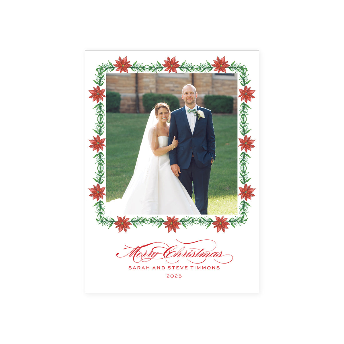 Poinsettia Border Holiday Card