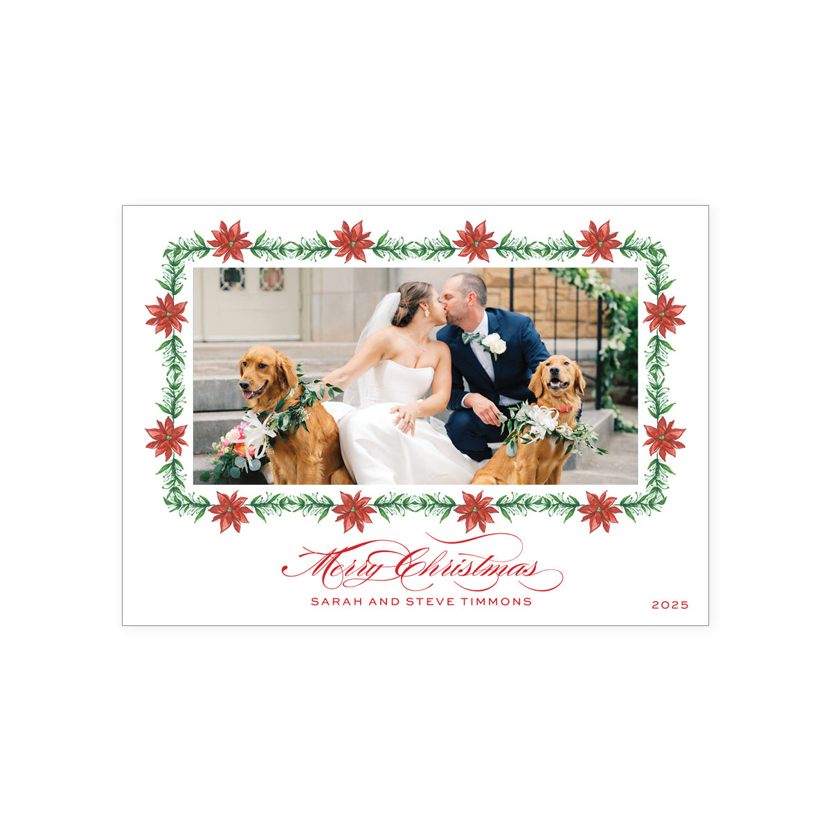 Poinsettia Border Holiday Card