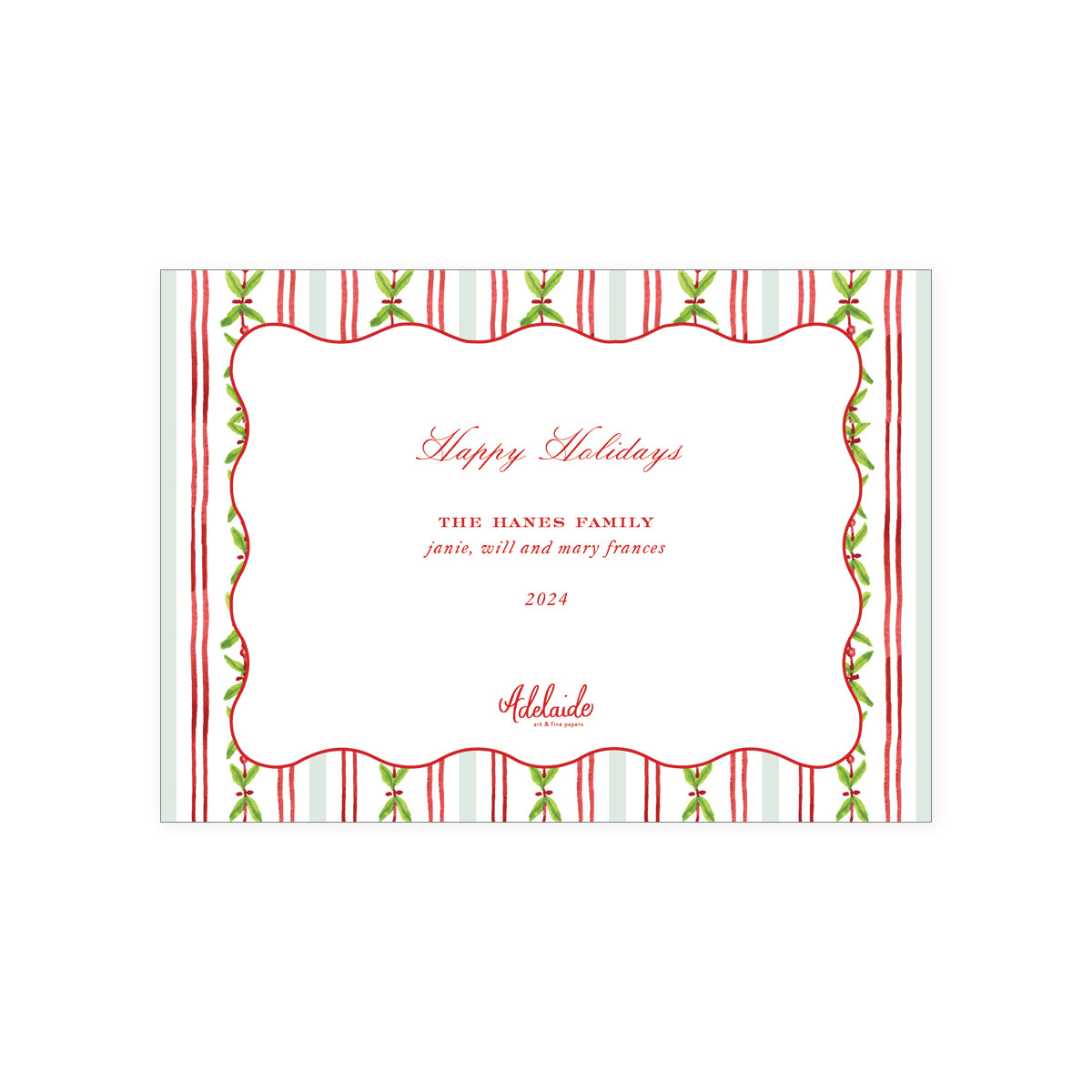Greenery Stripe Holiday Card