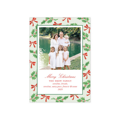 Holly Bow Holiday Card