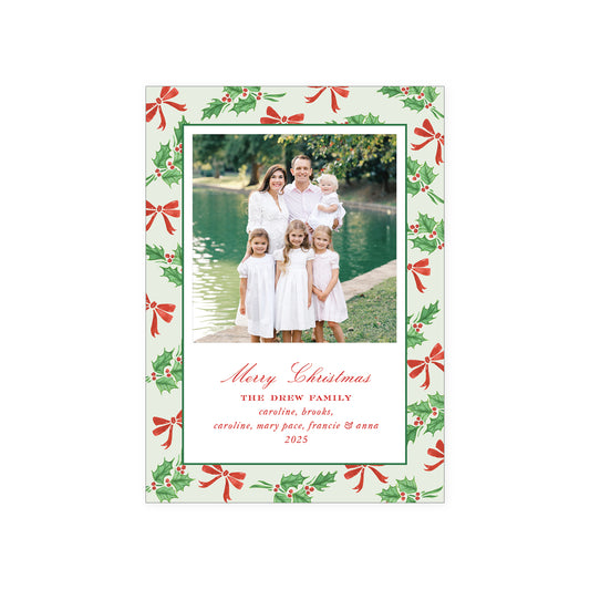 Holly Bow Holiday Card