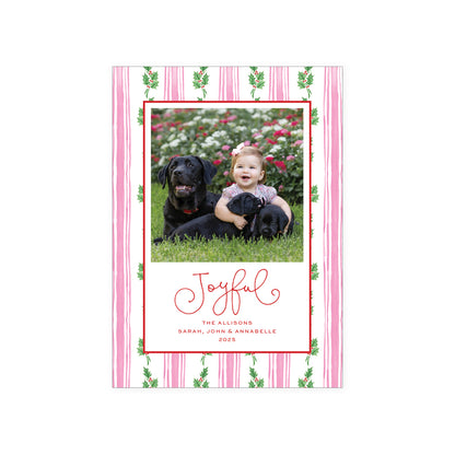 Holly Stripe Holiday Card