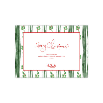 Holly Stripe Holiday Card