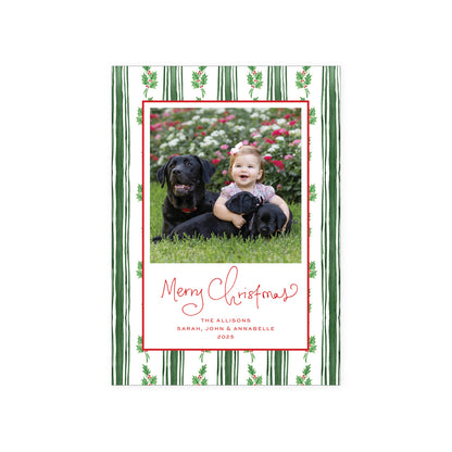 Holly Stripe Holiday Card
