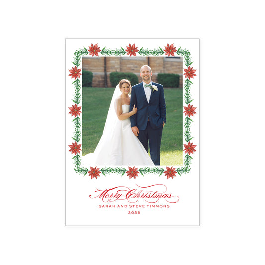 Poinsettia Border Holiday Card