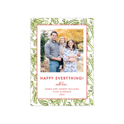 Green Paisley Holiday Card