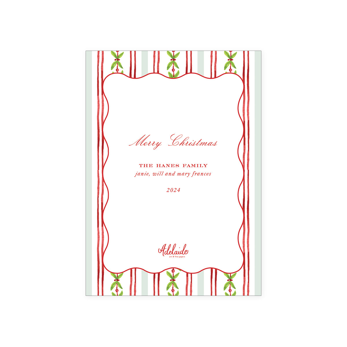 Greenery Stripe Holiday Card