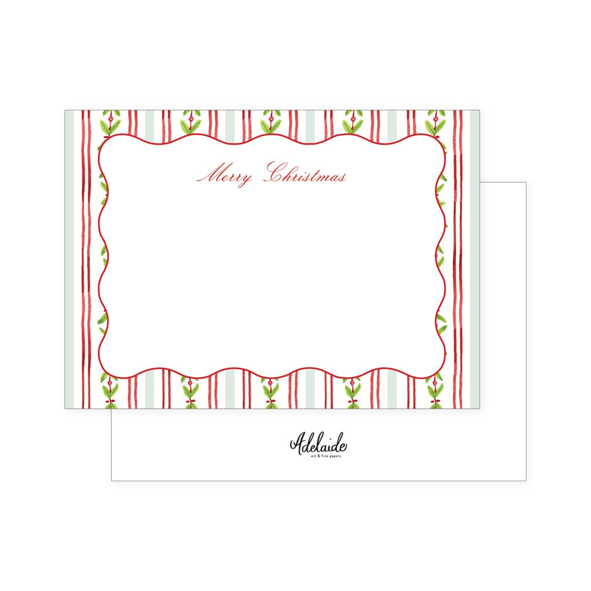 Greenery Stripe Holiday Stationery