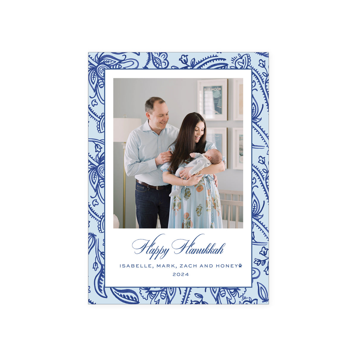 Blue Paisley Holiday Card